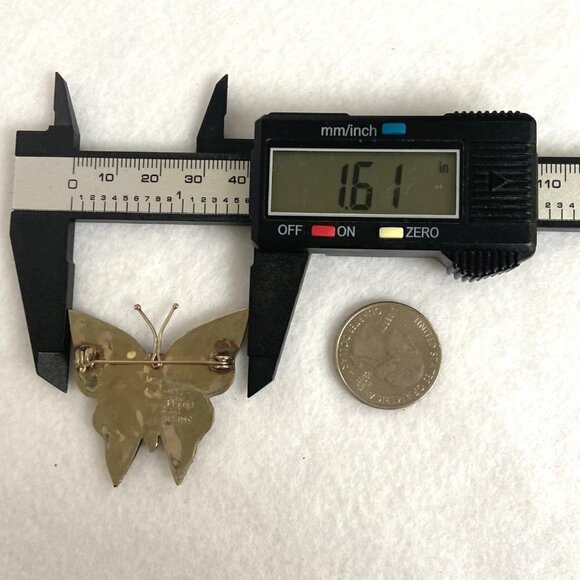 Alpaca Silver Mexico 1.5" Abalone Shell Glitter Butterfly Brooch - Picture 14 of 15